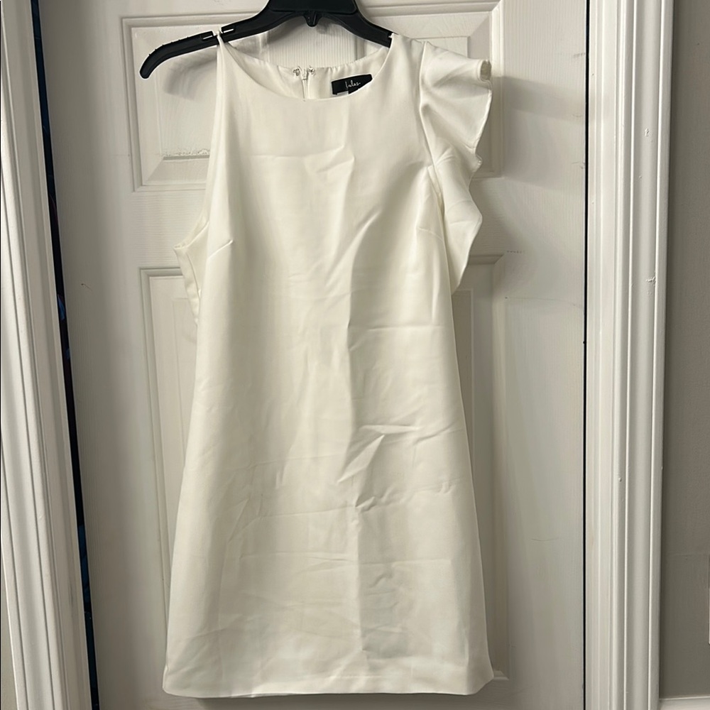 Elegant White Sleeveless with ruffle Dress